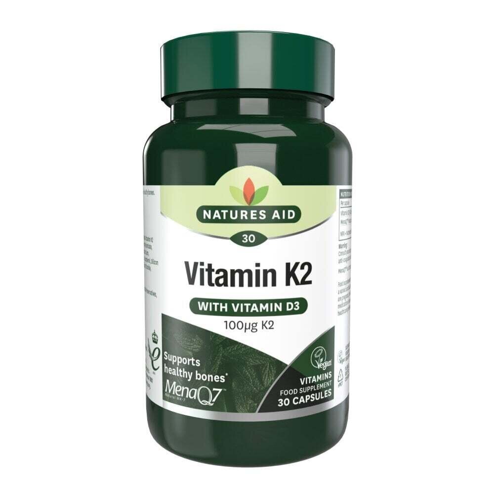 Natürliches Vitamin K2 + D3 (Vitamin K2 + D3) 100 µg 30 Kapseln Natures Aid