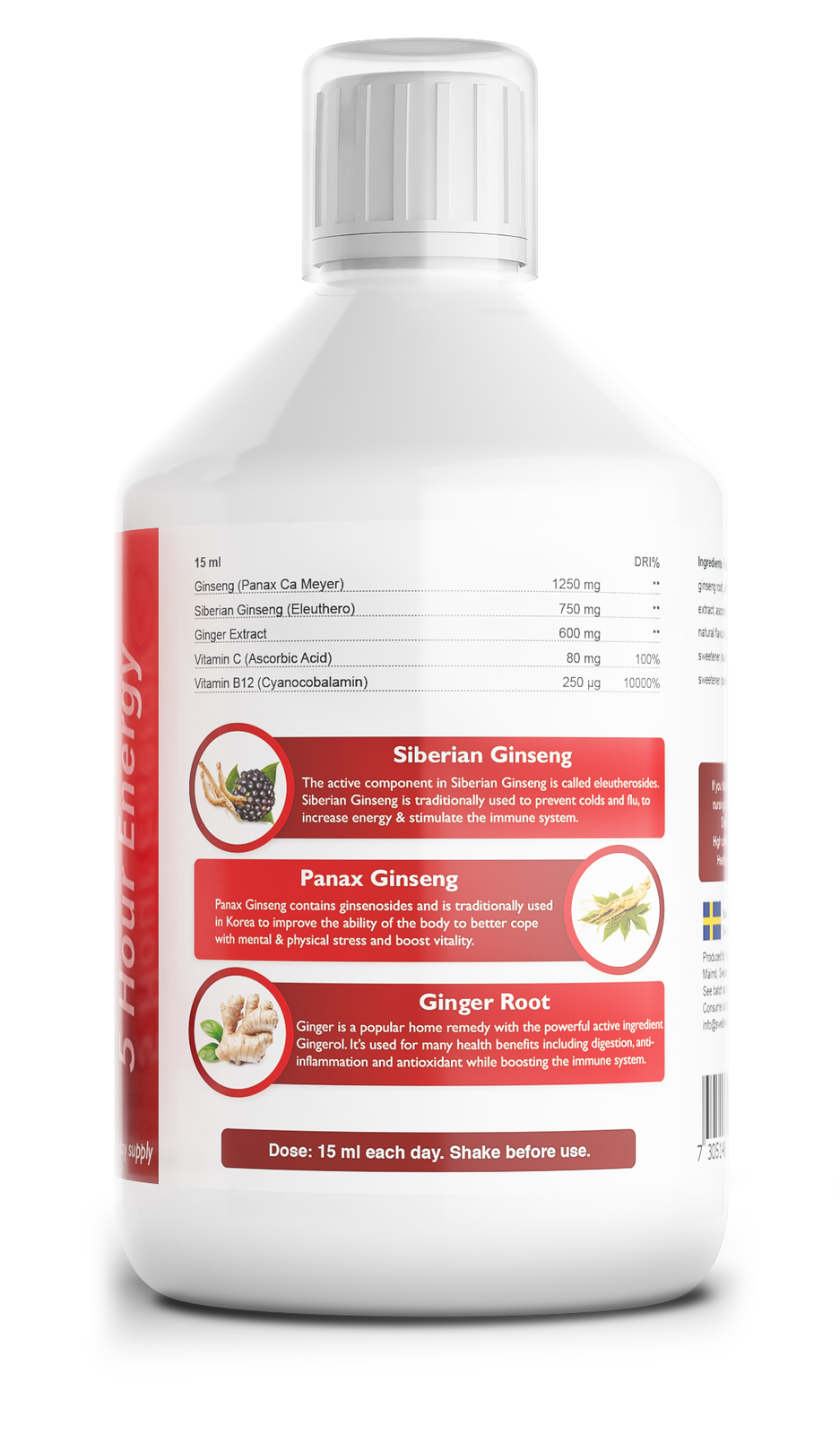 Ginseng 2000 mg – mit Ingwerextrakt – 500 ml