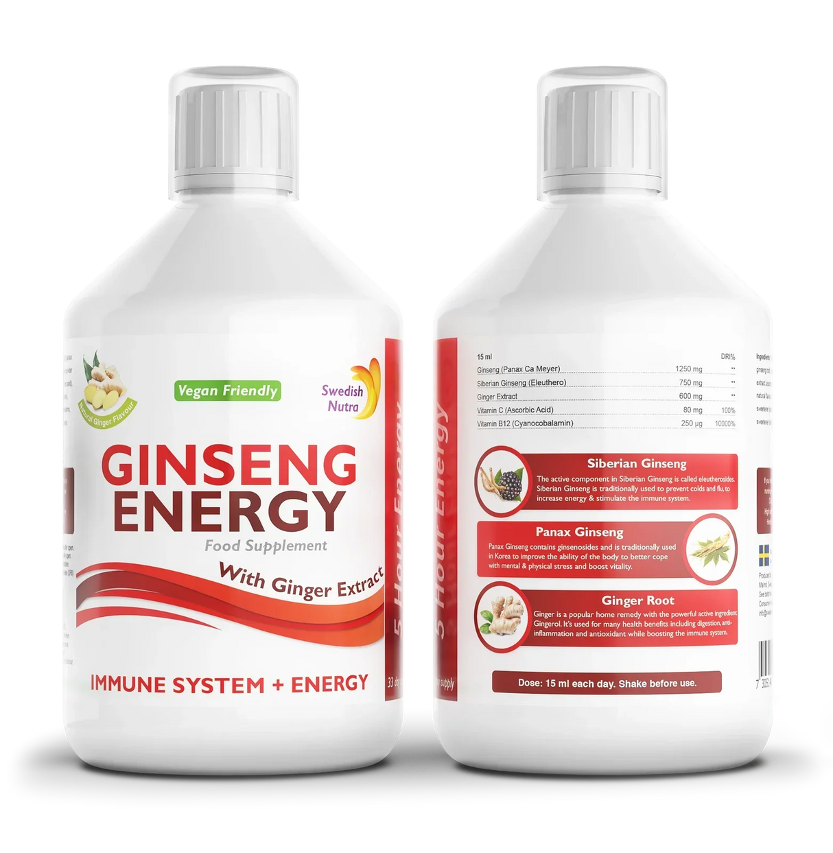 Ginseng 2000 mg – mit Ingwerextrakt – 500 ml