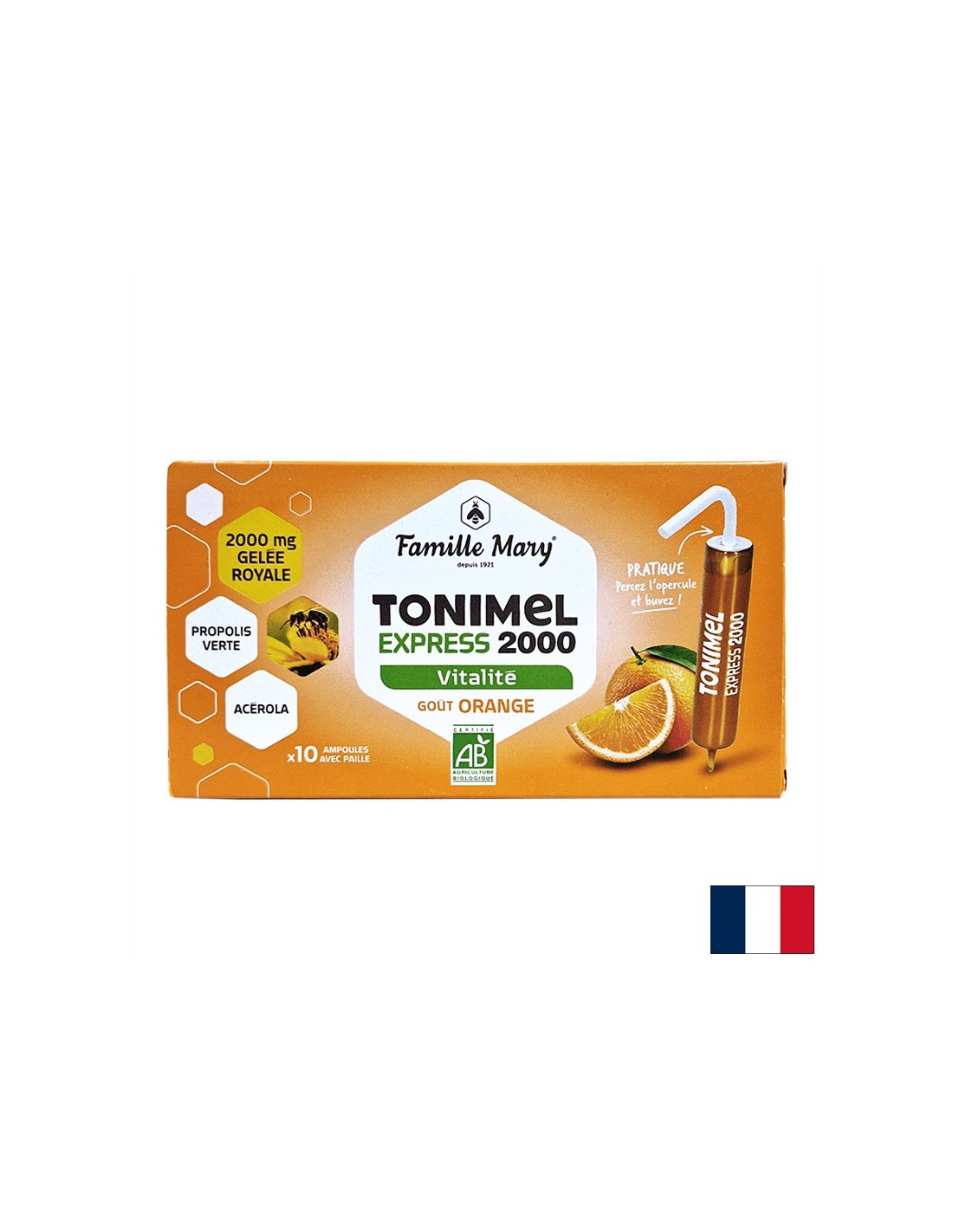 Ampullen für Tonus, Energie und Immunität (mit Gelée Royale 2000 mg), BIO, 10 Ampullen zum Trinken, Orangengeschmack