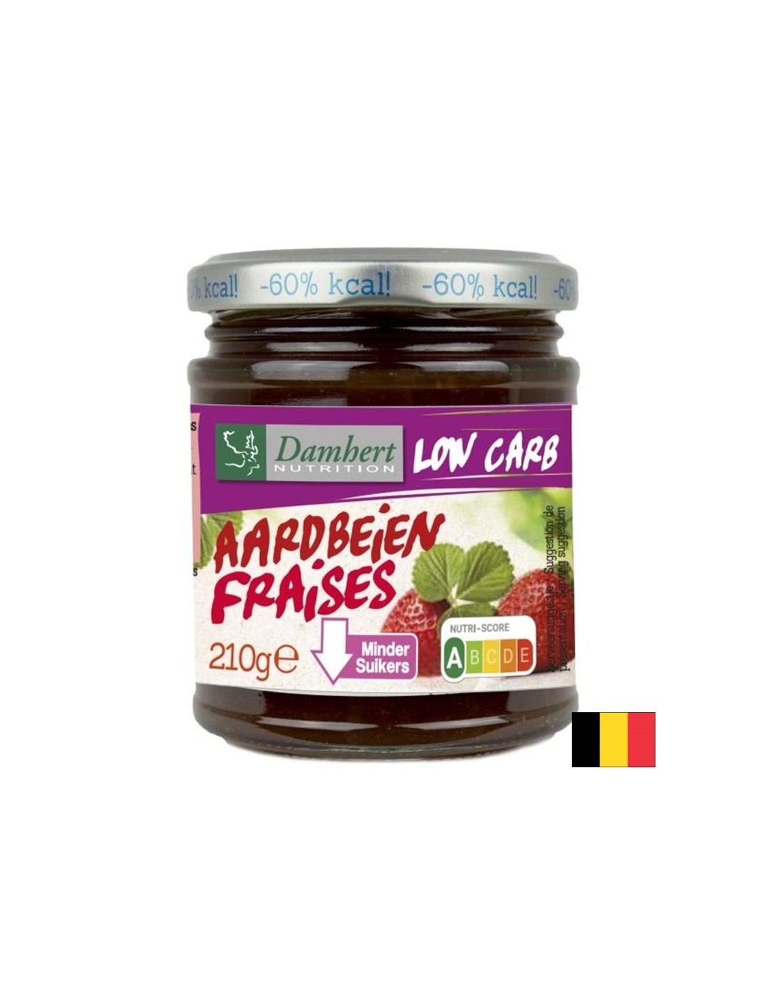 Erdbeermarmelade mit niedrigem Zucker- und Kohlenhydratgehalt, 210 g