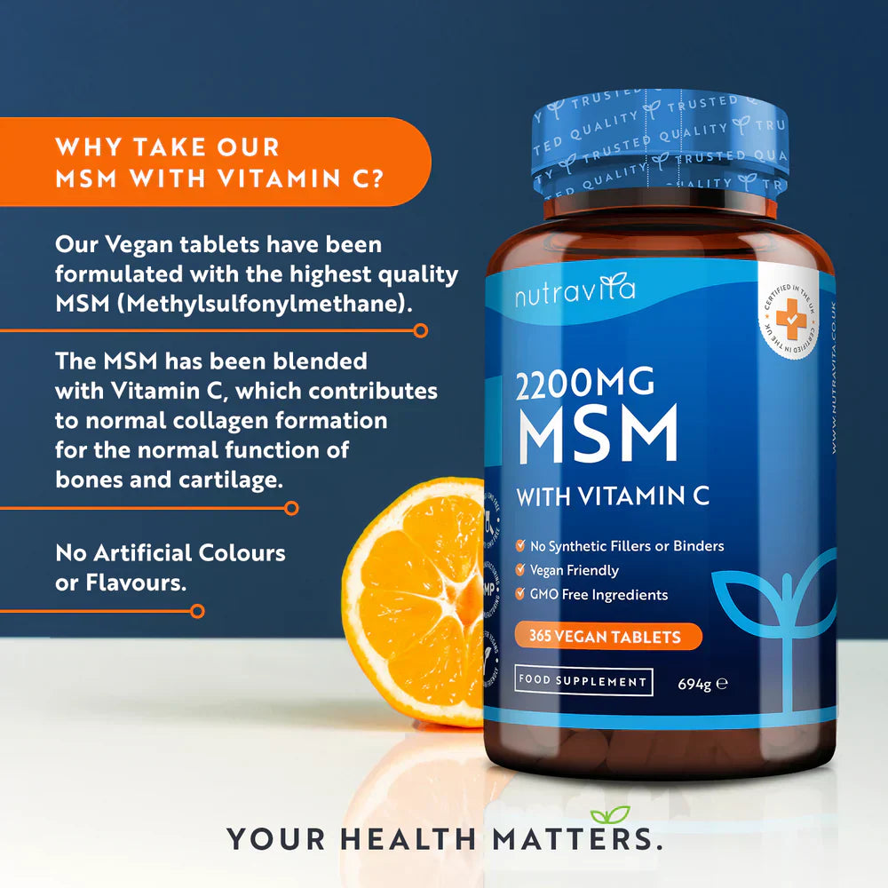 MSM 2200 mg (Knochen und Gelenke) – 365 Tabletten