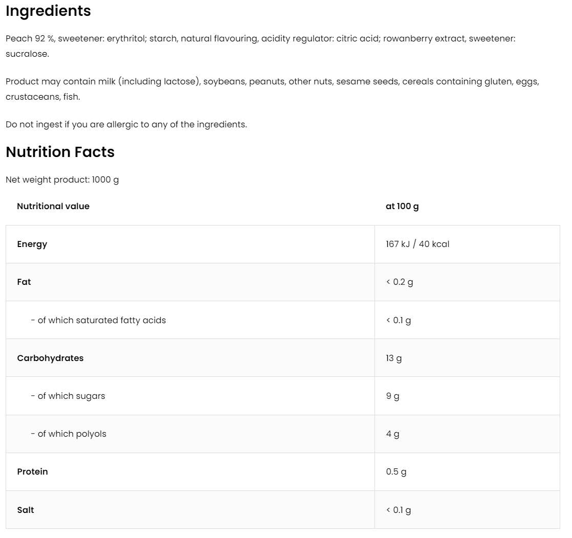 Pfirsichgelee | 92% echte Früchte ~ kein Zucker zu Zucker 1000 Gramm