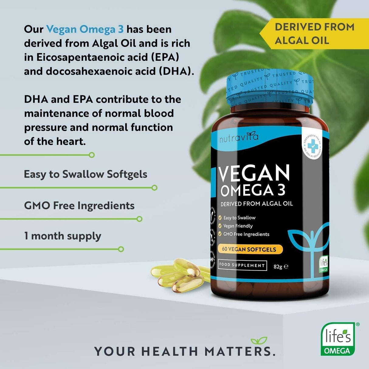Veganes Omega 3 - 2000 mg /60 vegane Gelkapseln/