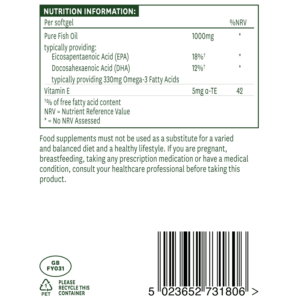 Omega-3-Fischöl (Omega-3-Fischöl) 1000 mg 180 Weichkapseln NaturesAid