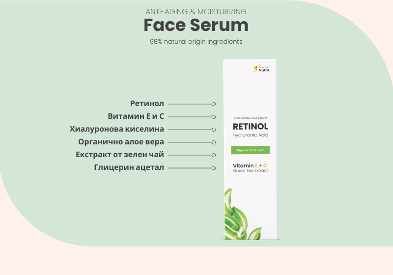 Gesichtsserum mit Retinol, Hyaluron und Kollagen, 30 ml <tc>Swedish Nutra</tc>