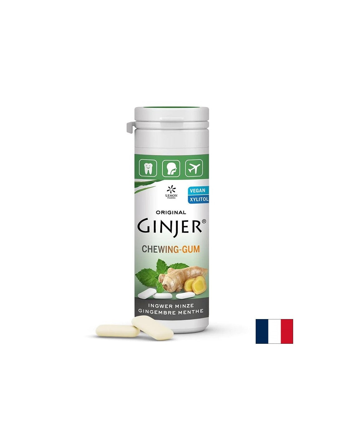 Ingwer-Kaugummi mit Minze, 30 g (20 Stück) <tc>Lemon Pharma</tc>