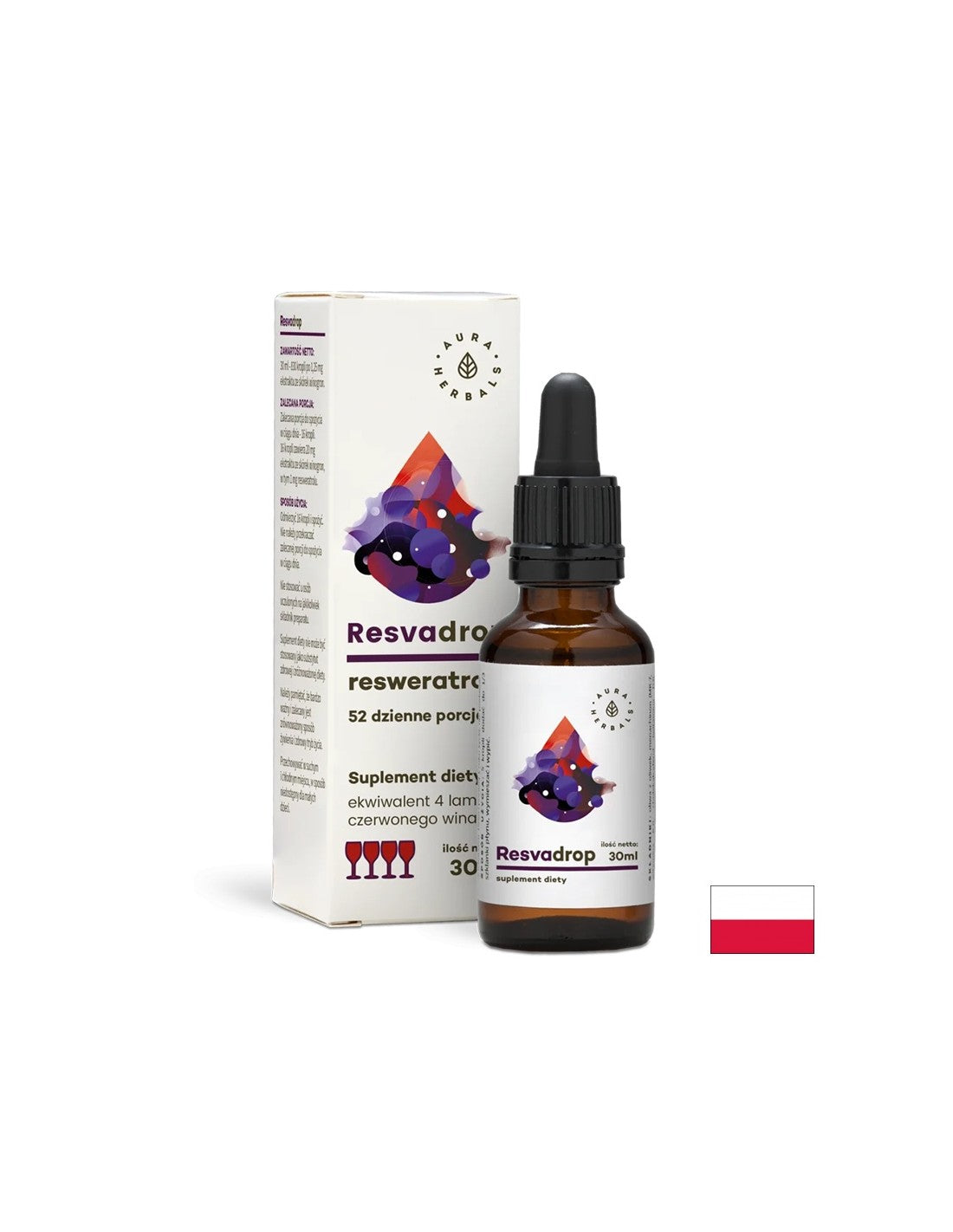 Zur Unterstützung der Blutgefäße und des Herzens – Resveratrol, 30 ml Tropfen <tc>Aura Herbals</tc>