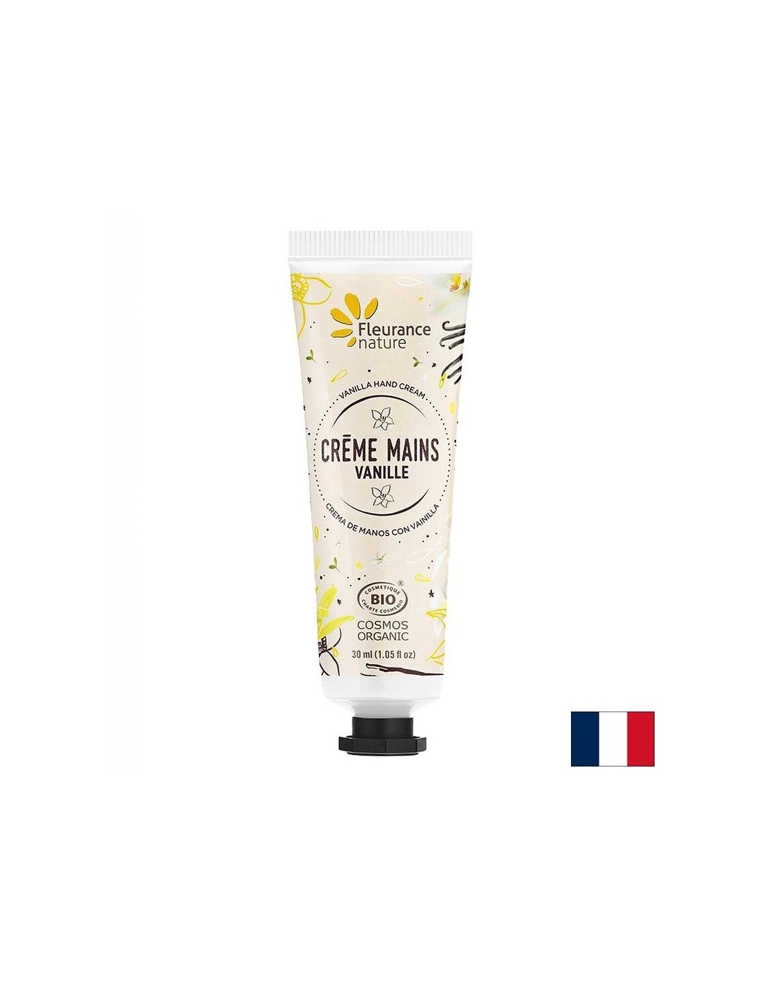 Handcreme mit Damacena-Rosenblütenwasser, Sheabutter, Aloe Vera, Vanilleduft, 30 ml Fleurance Nature