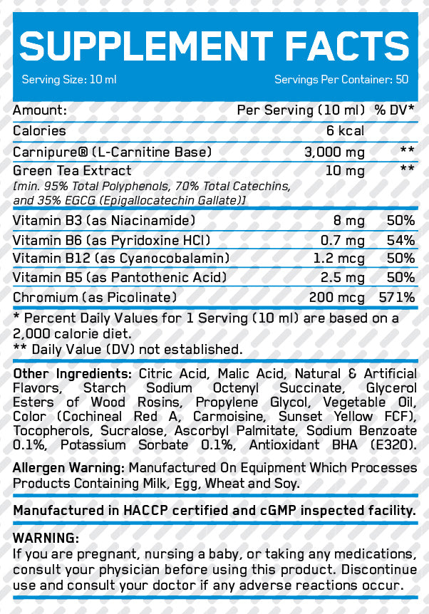 Flüssiges L -Carnitin 3000 mg + grüner Tee - 0,500 kg