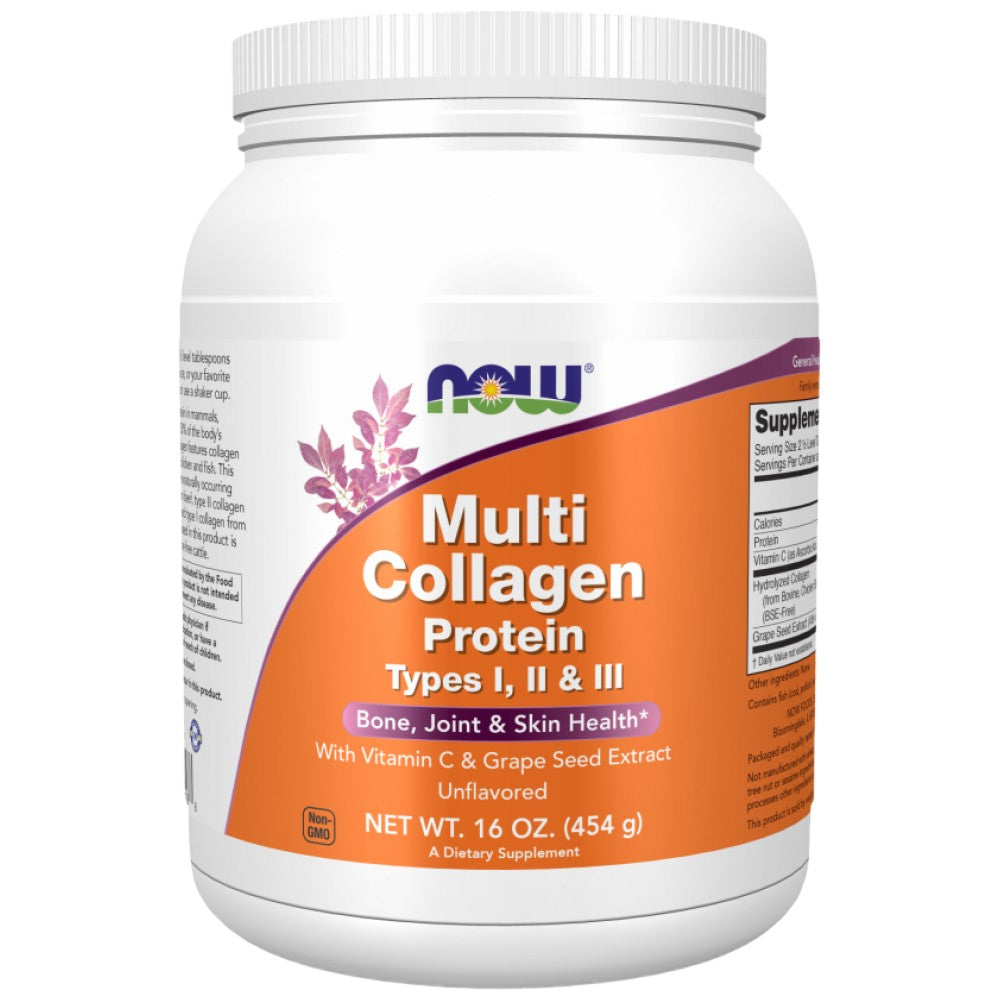 Multi -Kollagen -Proteintypen I, II & III Pulver - 454 Gramm