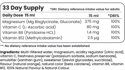 Flüssiges Magnesium 375 mg Bisglycinat (50/33 Dosen) - 500 ml