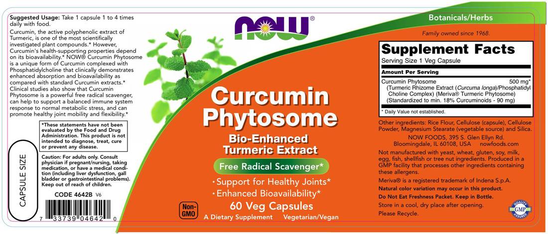 Curcumin -Phytosom / bioverstärktes Kurkuma -Extrakt - 60 Kapseln