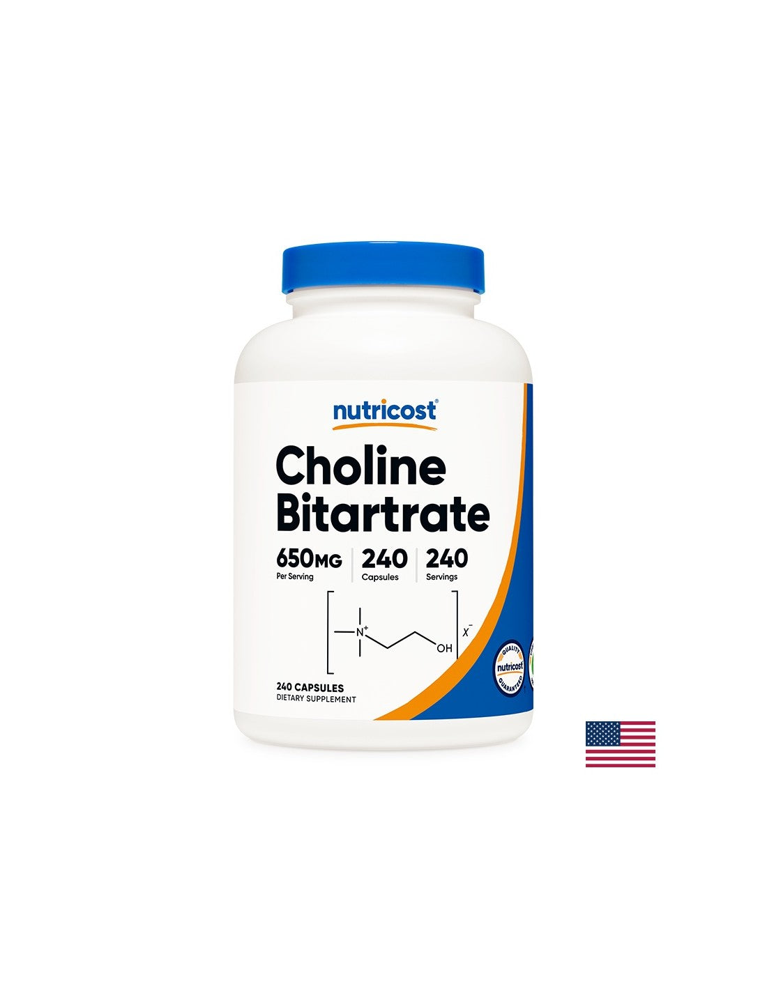Gehirnfunktion – Cholinbitartrat (Vitamin B4), 240 <tc>Nutricost</tc> Kapseln