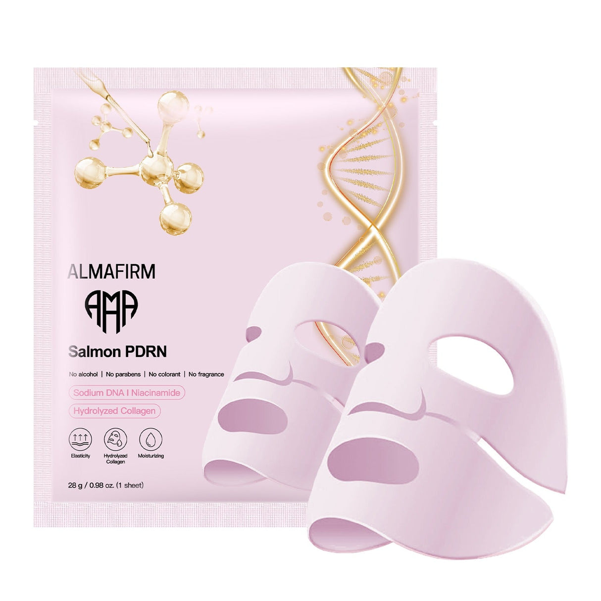 Koreanische Gesichtsmaske mit Lachs-DNA, Peptiden, Kollagen, Panthenol und Niacinamid – 4 Stück in einer Box