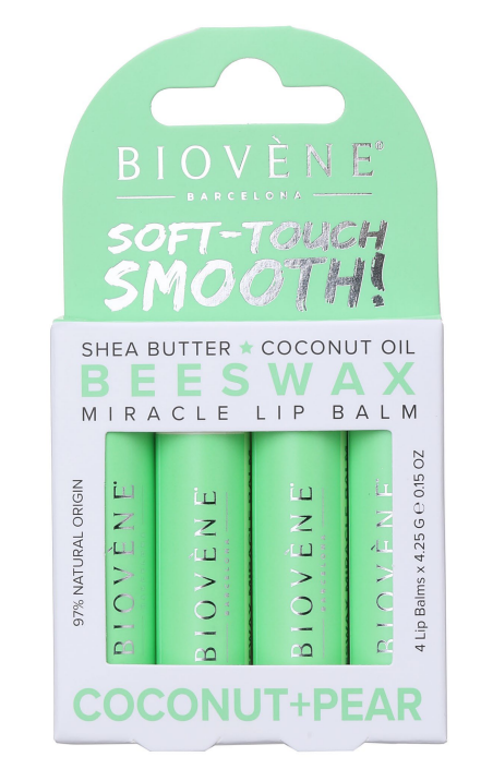 Bienenwachs-Lippenbalsam – Kokosnuss und Birne – Intensivpflege – 4 Stück