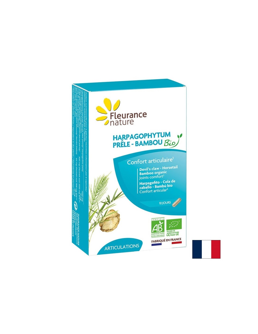 Knochen- und Gelenkpflege – Teufelskralle+ Schachtelhalm und Bambus Bio, 40 Kapseln Fleurance Nature