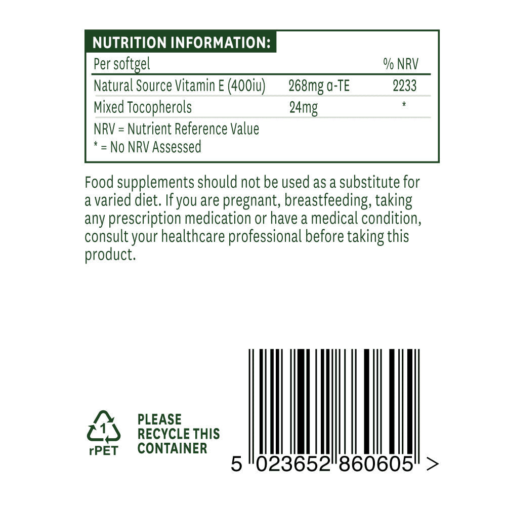 Vitamin E Natural 400iu 60 Kapseln <tc>Natures Aid</tc>