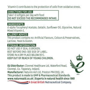 Vitamin E Natural 400iu 60 Kapseln <tc>Natures Aid</tc>