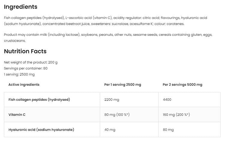 Marine Collagen & Hyaluronsäurepulver | mit Vitamin c - 200
