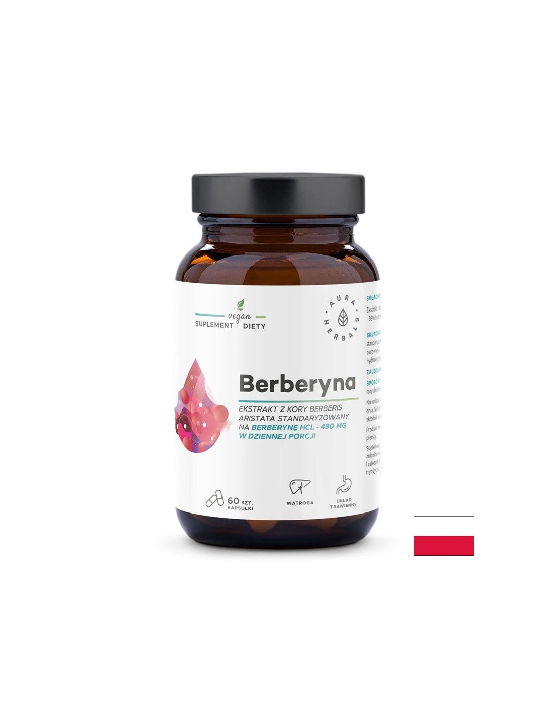 Blutzucker- und Cholesterinkontrolle – Berberin, 490 mg x 60 Kapseln <tc>Aura Herbals</tc>