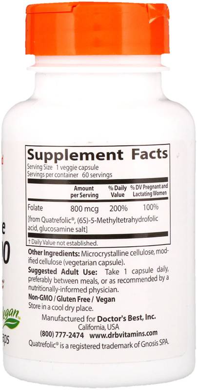 Bester vollständig aktiver Folsäure 800 mcg - 60 Kapseln