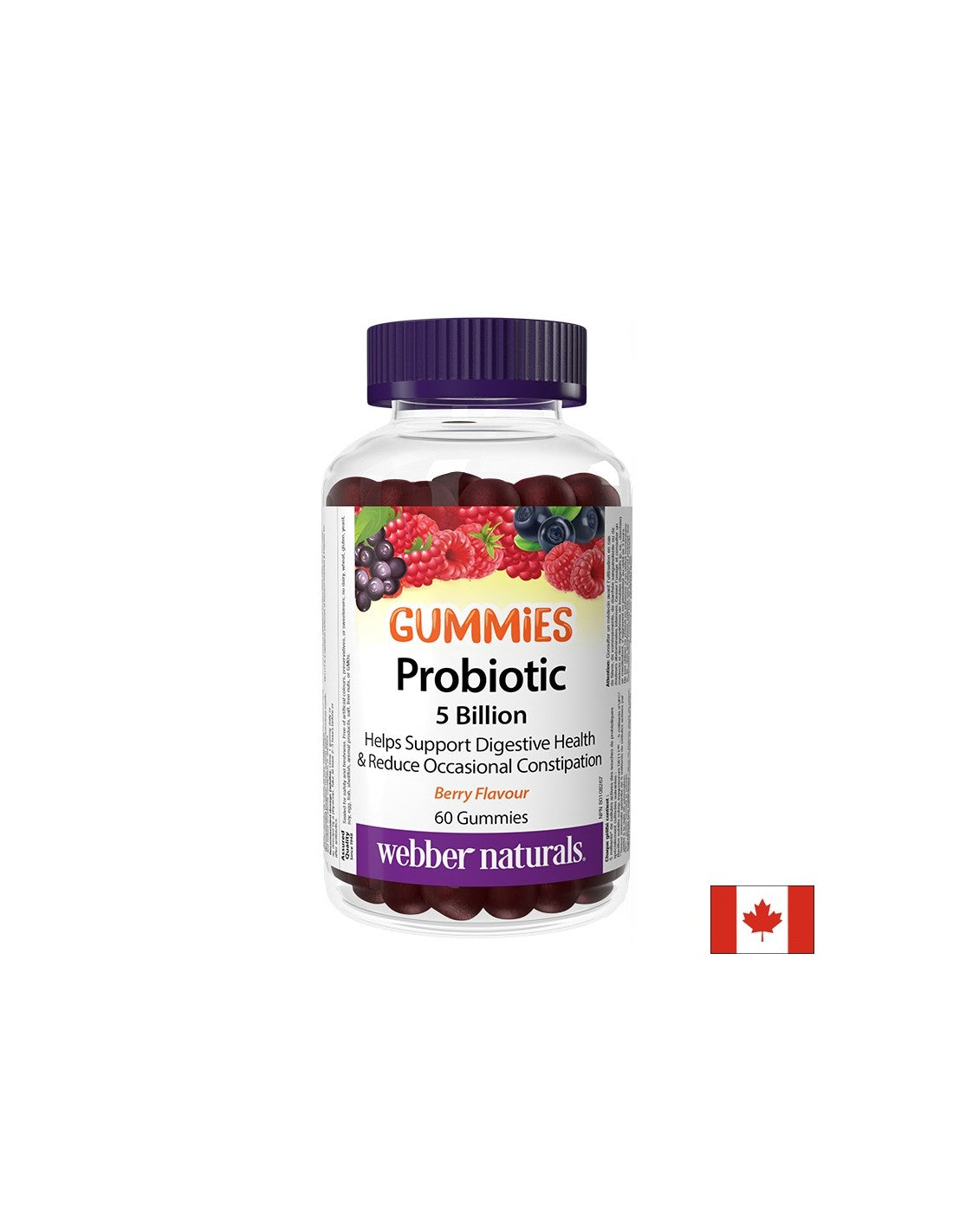 Probiotische Gummies 5 Milliarden aktive Probiotika, 60 Geleetabletten, mit Waldfruchtgeschmack