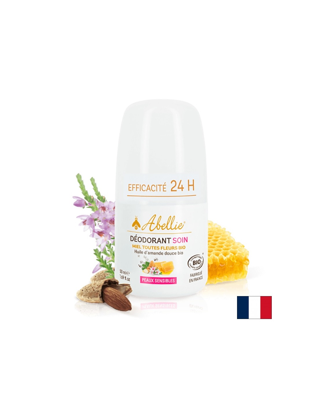 Roll-on-Deodorant mit BIO-Farbhonig und süßem Mandelöl, 50 ml