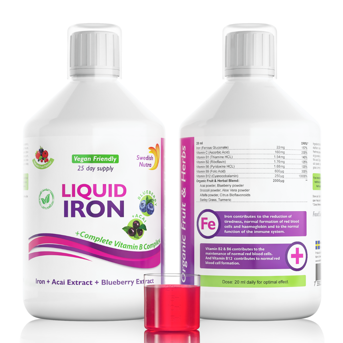 Eisen mit B-Komplex und Bio-Frucht- und Kräuterextrakt 500 ml /Vegan/