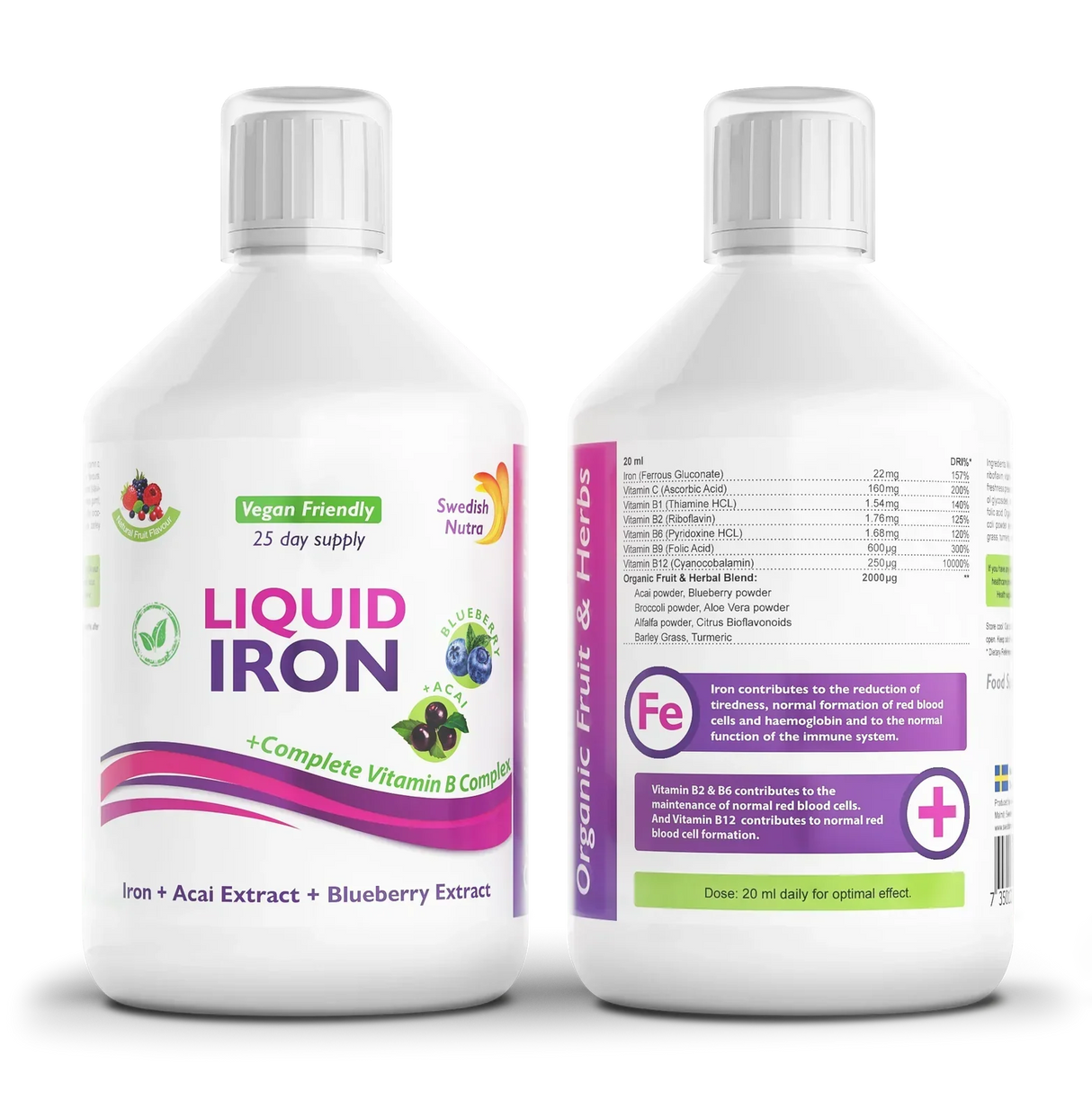 Eisen mit B-Komplex und Bio-Frucht- und Kräuterextrakt 500 ml /Vegan/
