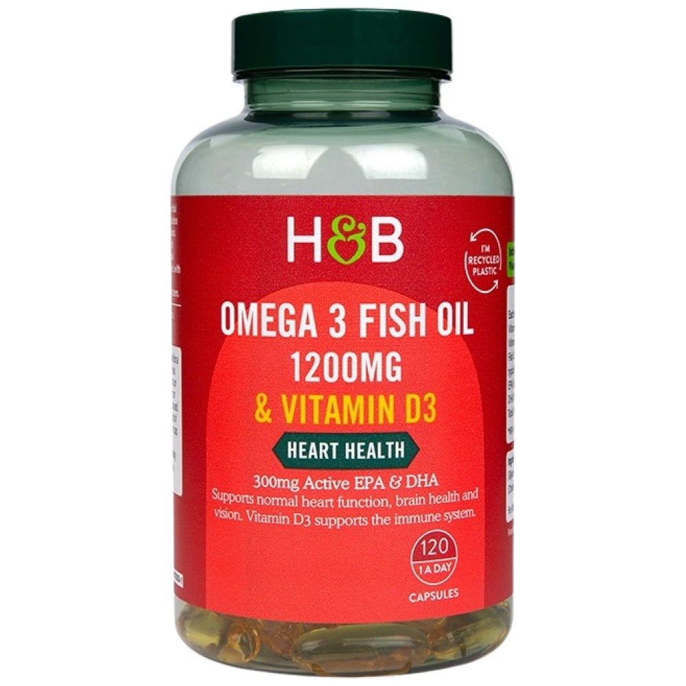 Omega 3 Fischöl 1200 mg & Vitamin D3 - 120 Gelkapseln