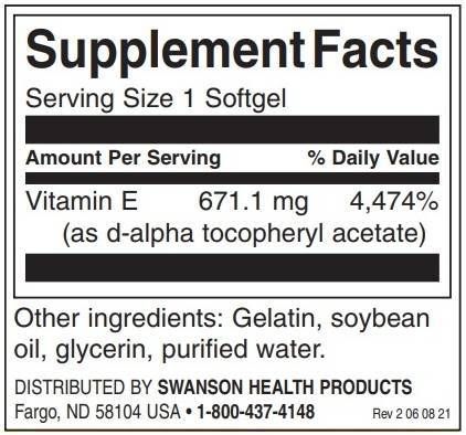 Natural Vitamin E 1000 IU - 60 Gelkapseln