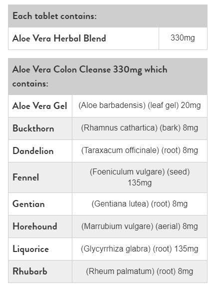 Aloe Vera Colon Cleanse 330 mg - 120 Tabletten