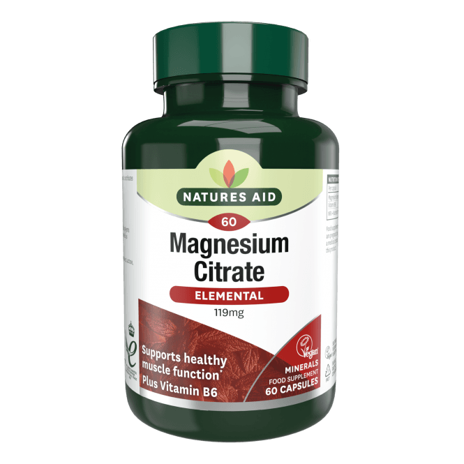 Magnesiumcitrat + Vitamin B6 (elementares Magnesiumcitrat) 119 mg 60 Kapseln Natures Aid
