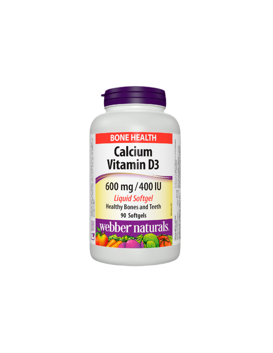 Calcium 600 mg + Vitamin D3 400 IE – Knochen- und Muskelsystem, 90 <tc>Webber Naturals</tc> Flüssige Weichkapseln