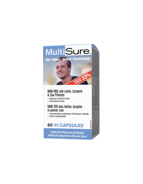 MultiSure® Men / Multivitamins for men (with lutein, lycopene and saw palmetto), 80 capsules - Nutra Best Europe