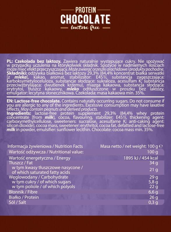 Proteinschokolade | Laktosefrei - 100 Gramm