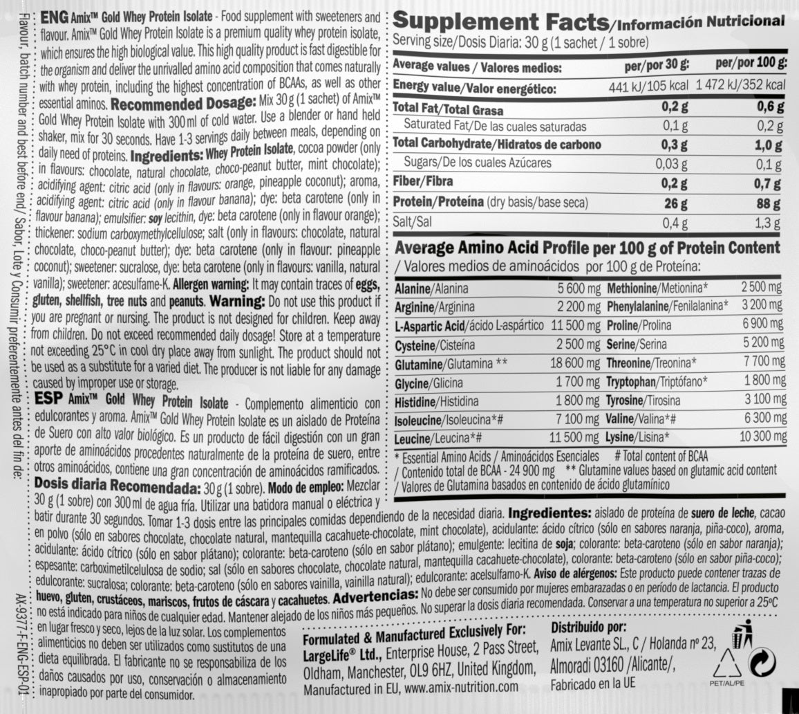 Goldmolkenprotein -Isolatbox / 20 x 30 g