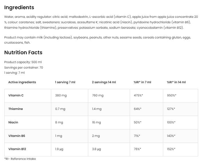 Niedriges Kohlenhydratgetränk | mit Vitaminen 500 ml