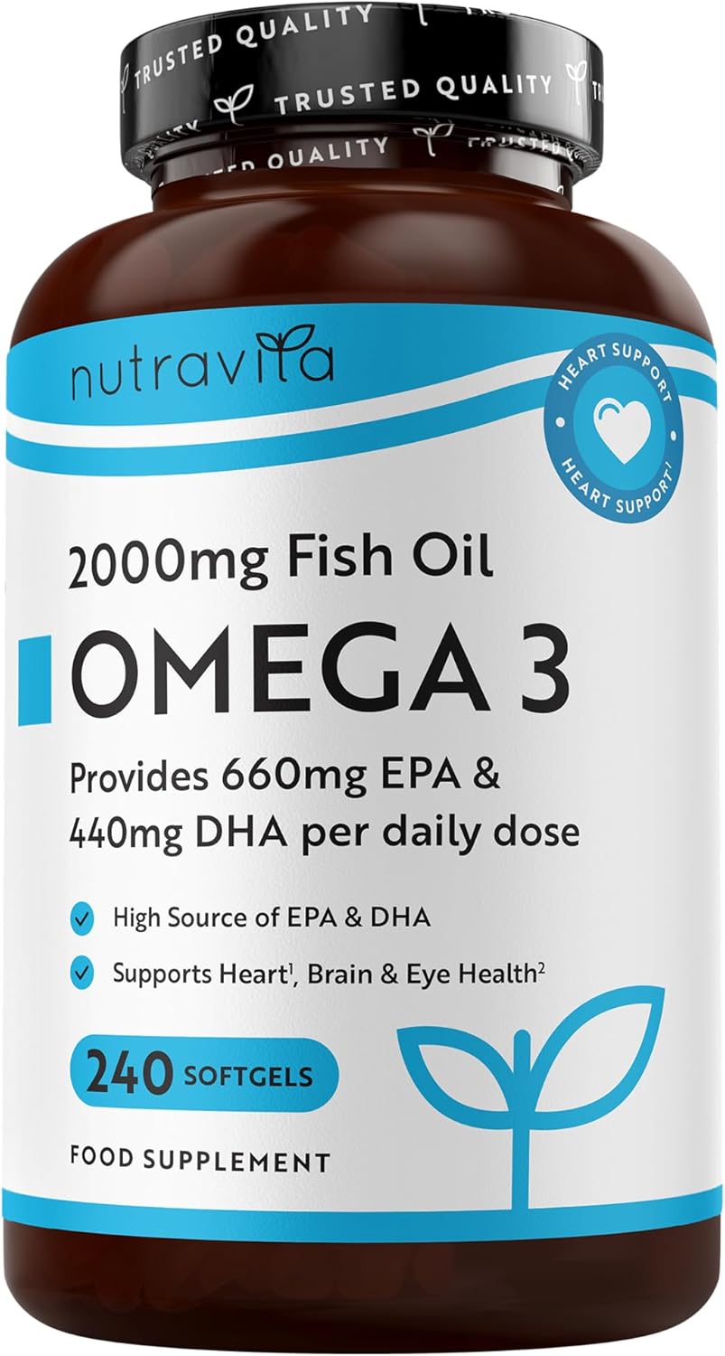 Omega 3 2000 mg/EPA 660 mg, DHA 440 mg/Reines Fischöl/240 Kapseln, 120 Dosen/ <tc>Nutravita</tc>