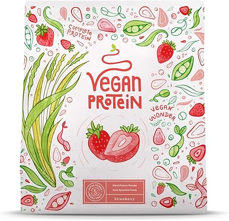 Veganer Proteinpulver Erdbeer - 600 g aus Deutschland - Alpha -Lebensmittel gemacht