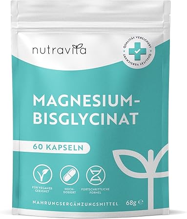 Magnesiumbisglycinat 60 Kapseln 320 mg Vegan <tc>Nutravita</tc>
