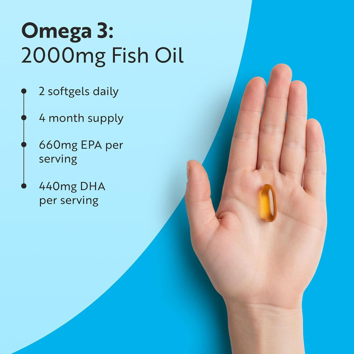Omega 3 2000 mg/EPA 660 mg, DHA 440 mg/Reines Fischöl/240 Kapseln, 120 Dosen/ <tc>Nutravita</tc>