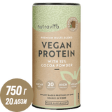 Veganes Protein + Enzyme - 750 g (Schokolade) <tc>Nutravita</tc>