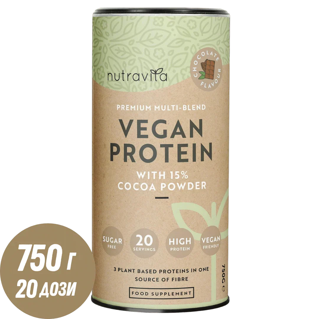 Veganes Protein + Enzyme - 750 g (Schokolade) <tc>Nutravita</tc>