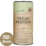 Veganes Protein + Enzyme - 750 g (Schokolade) <tc>Nutravita</tc>
