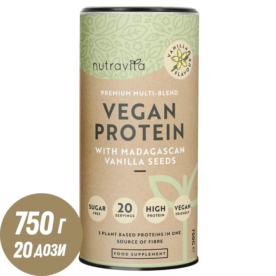 Veganes Protein + Enzyme - 750 g (Vanille) <tc>Nutravita</tc>