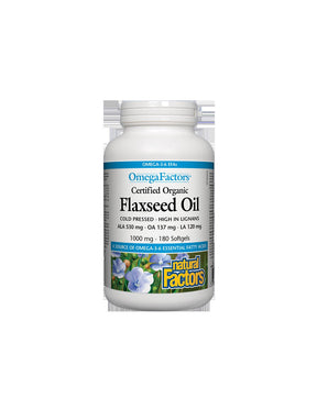 Certified Organic Flaxseed Oil - 180 Gel capsules - Nutra Best Europe