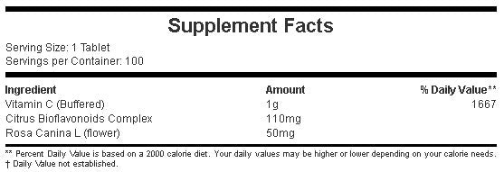 Gepufferter Vitamin C 1000 mg / 100 Registerkarten