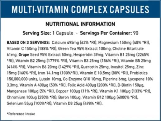Multi -Vitamin -Komplex -Vitalität - 90 Kapseln